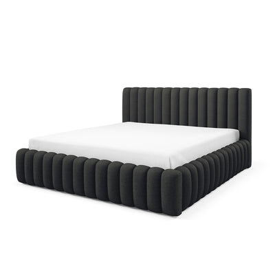 Upholstered bed with storage in a modern soft style, Doha fabric | Pastel
