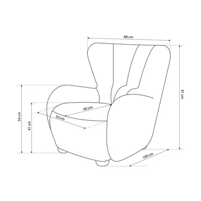 Relaxation armchair 88 cm in Scandinavian style | Tedi