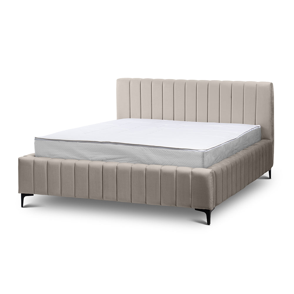 Łóżko Tapicerowane z Pojemnikiem Drevy 200 Lniana Biel