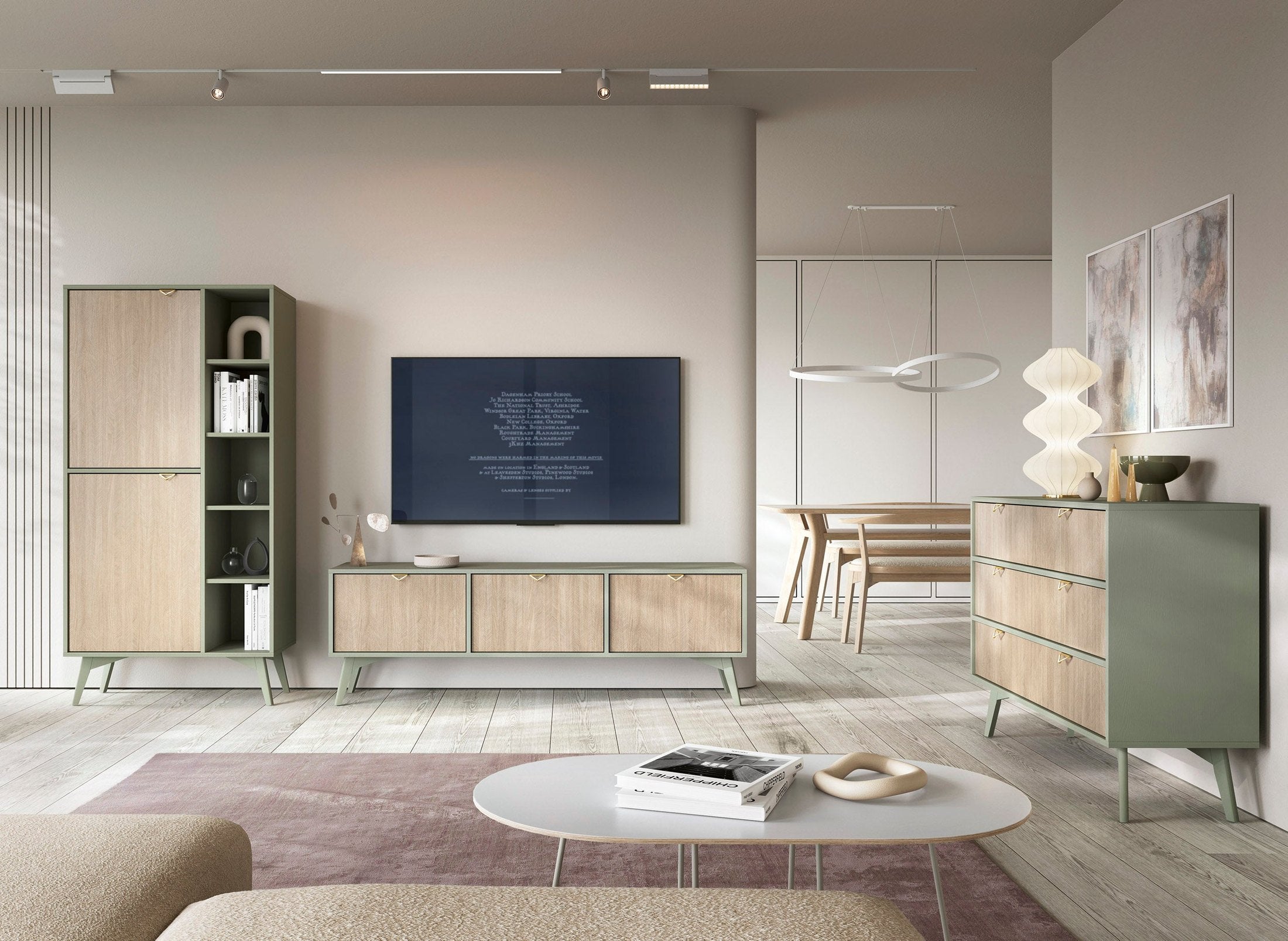 Regał 80x160 z półkami i szafkami w stylu japandi | Mandala