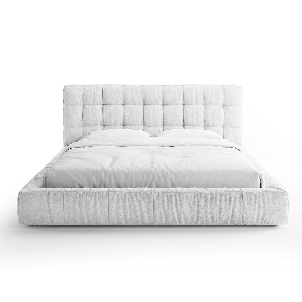 Quilted upholstered bed with a low frame in a modern style | Talaro