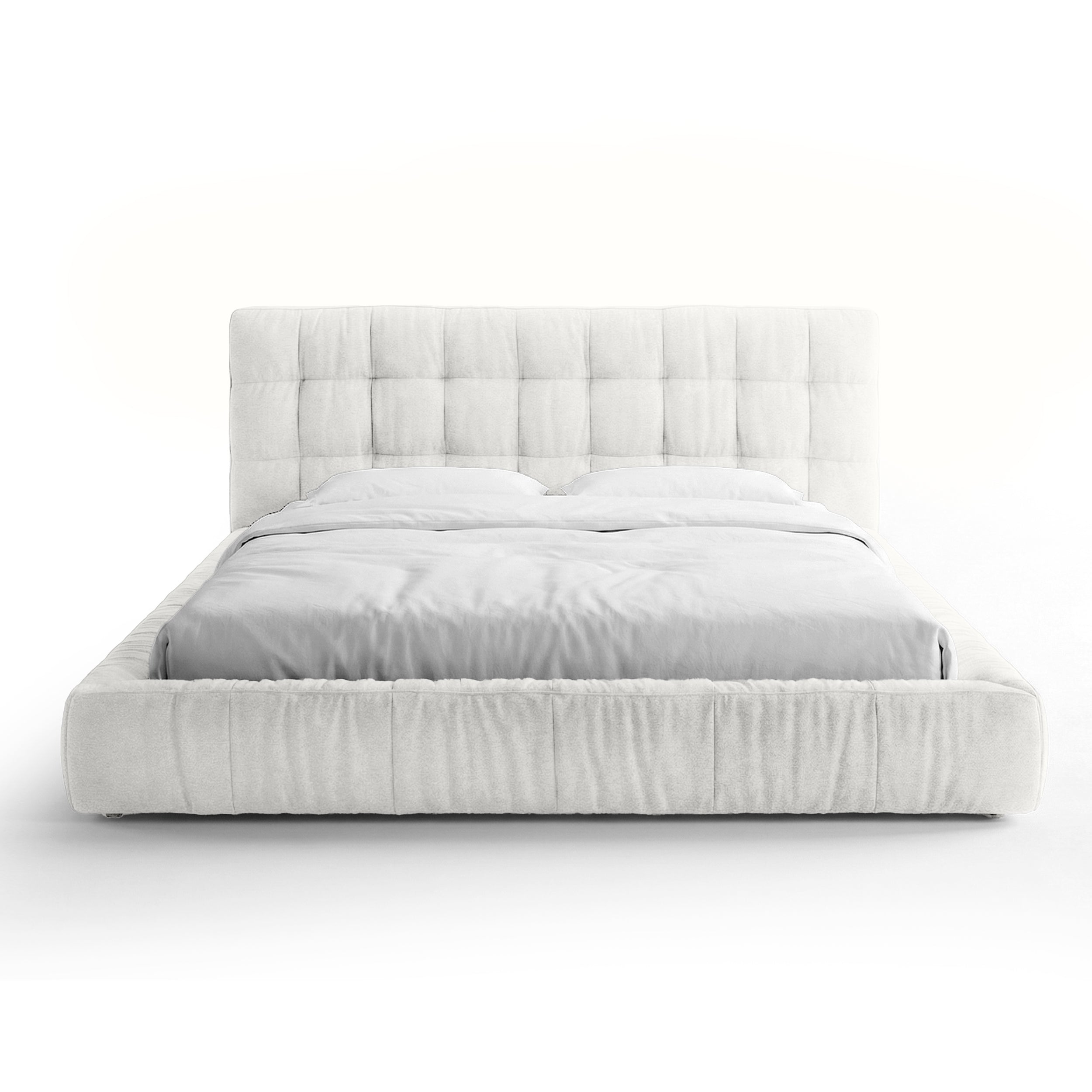 Quilted upholstered bed with a low frame in a modern style | Talaro