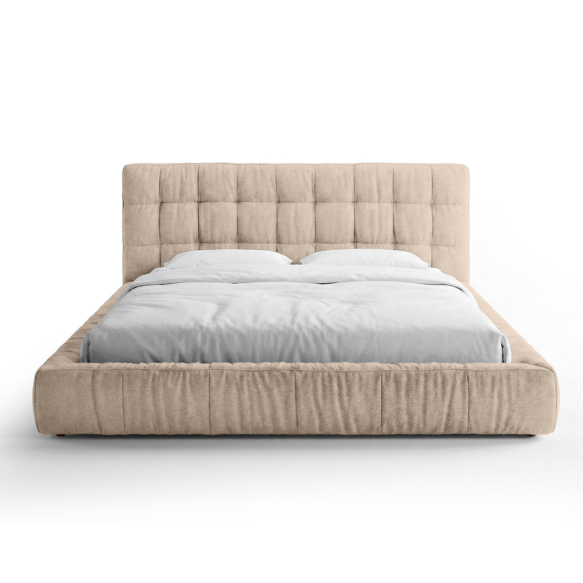 Quilted upholstered bed with a low frame in a modern style | Talaro