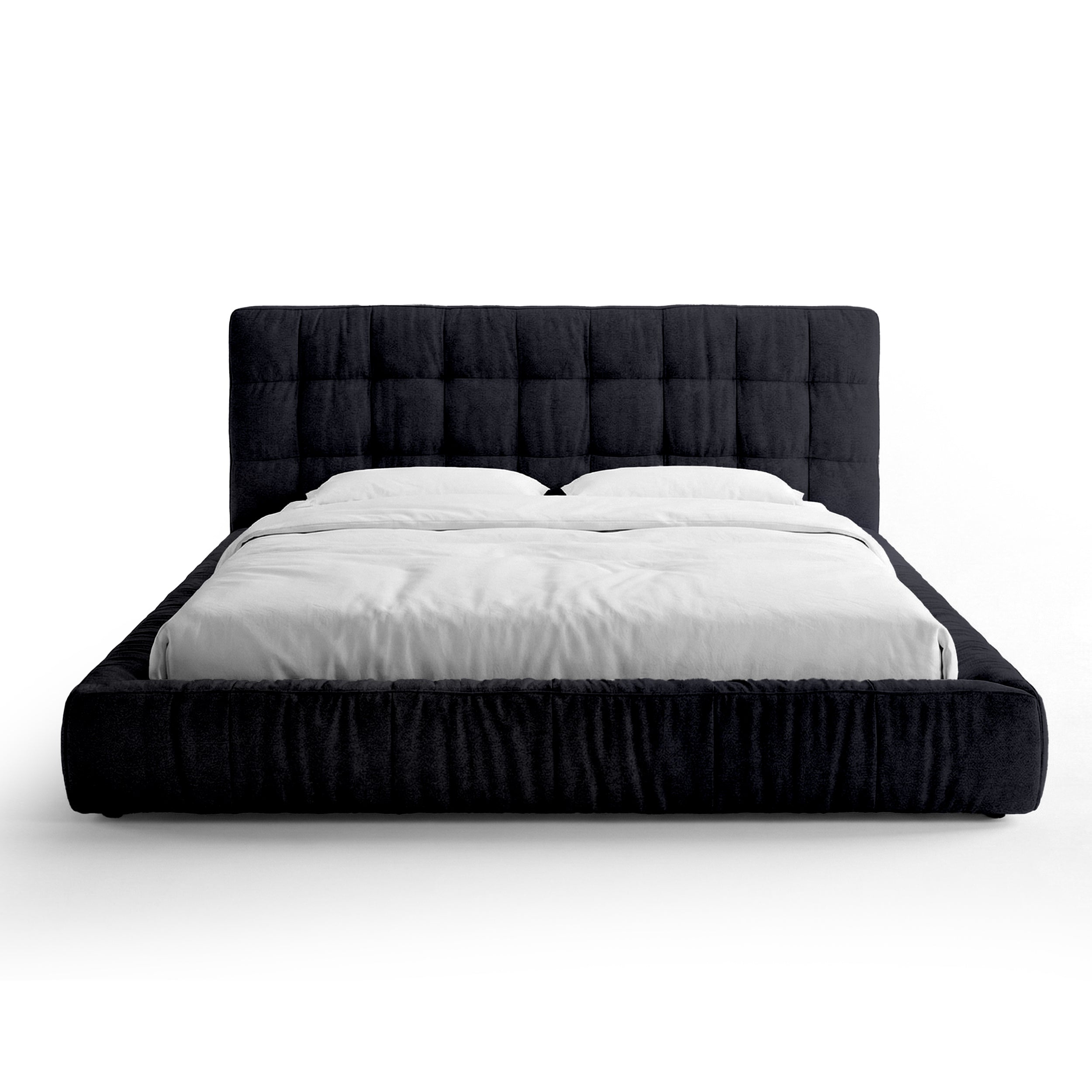 Quilted upholstered bed with a low frame in a modern style | Talaro