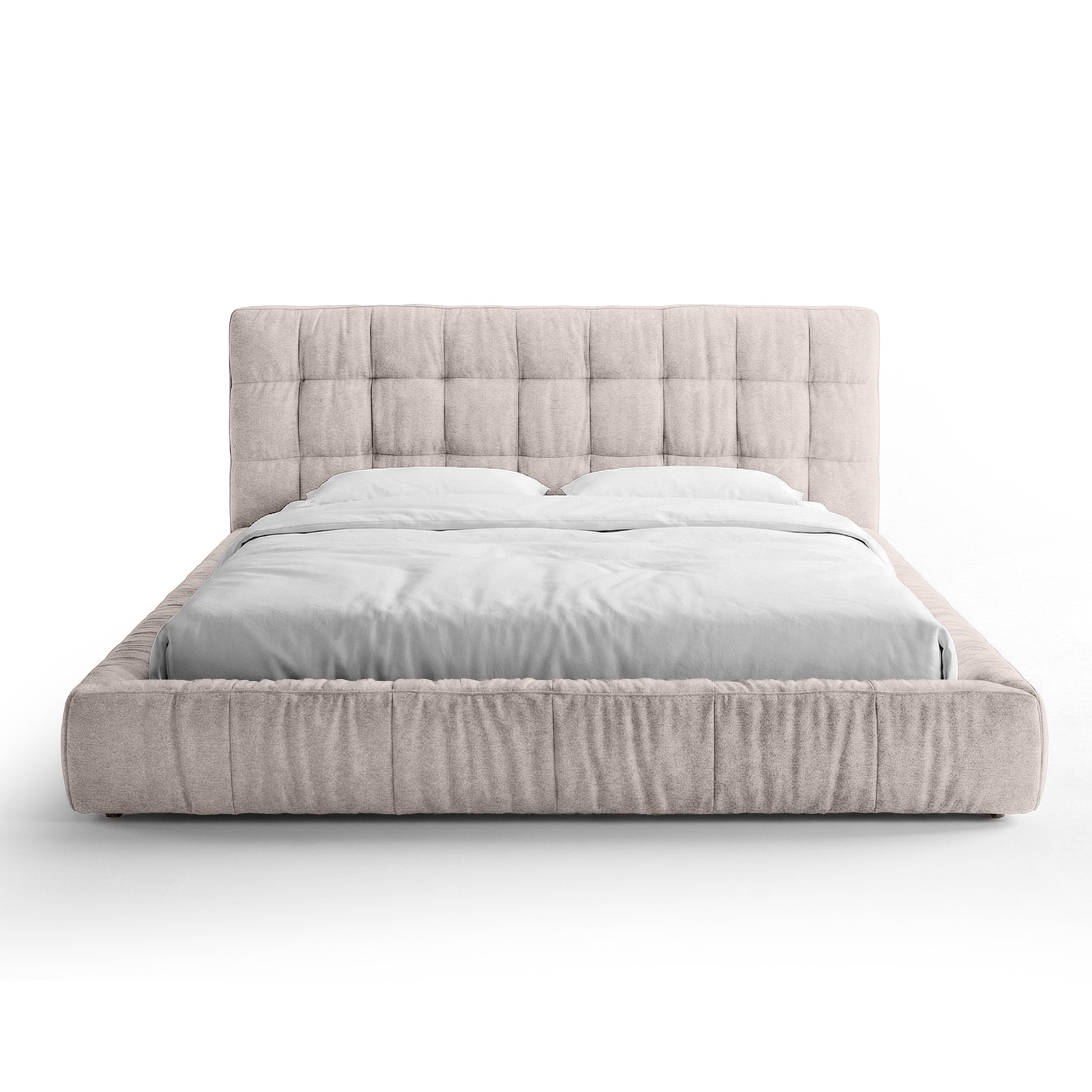 Quilted upholstered bed with a low frame in a modern style | Talaro