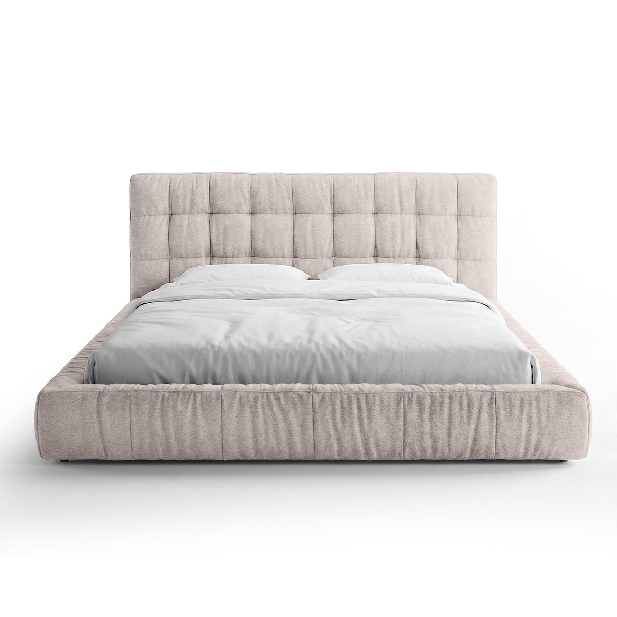 Quilted upholstered bed with a low frame in a modern style | Talaro
