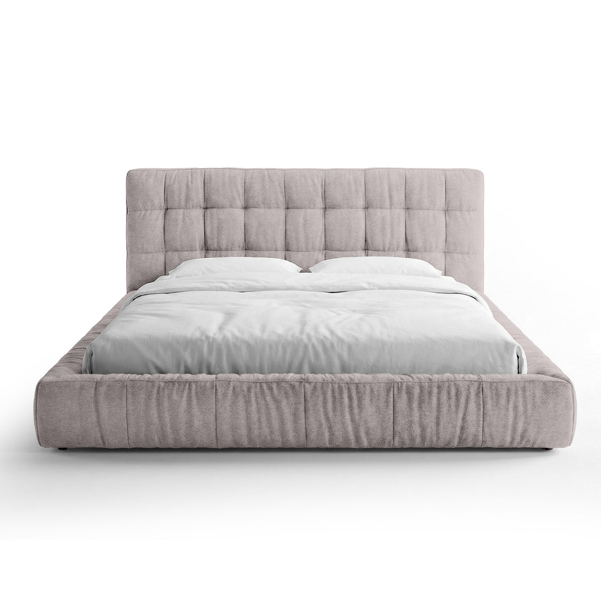 Quilted upholstered bed with a low frame in a modern style | Talaro