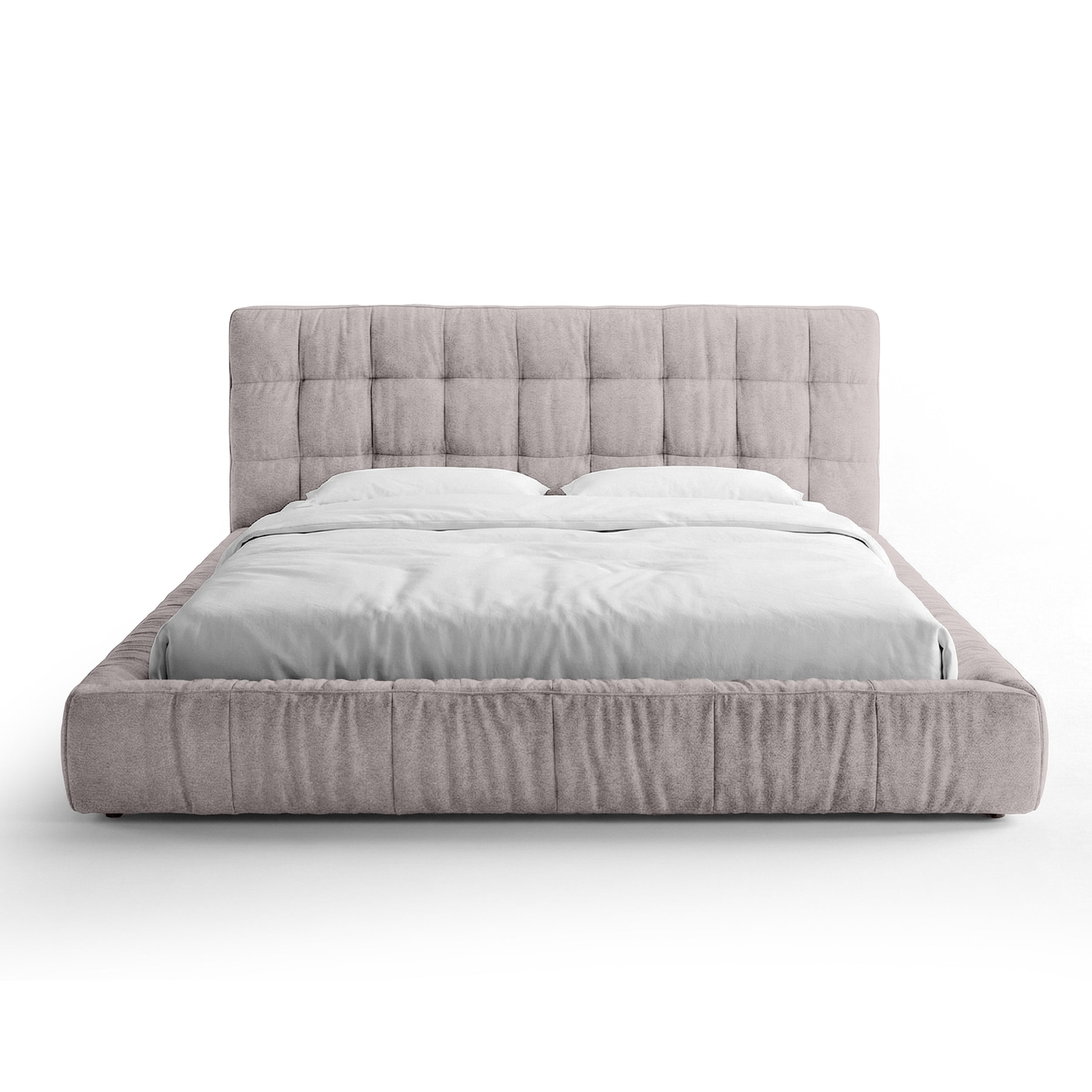 Quilted upholstered bed with a low frame in a modern style | Talaro