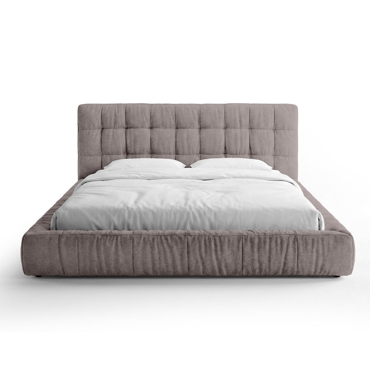 Quilted upholstered bed with a low frame in a modern style | Talaro