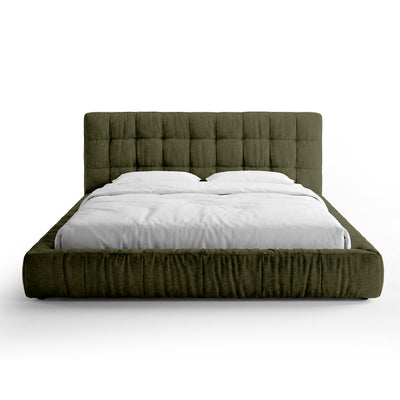 Quilted upholstered bed with a low frame in a modern style | Talaro