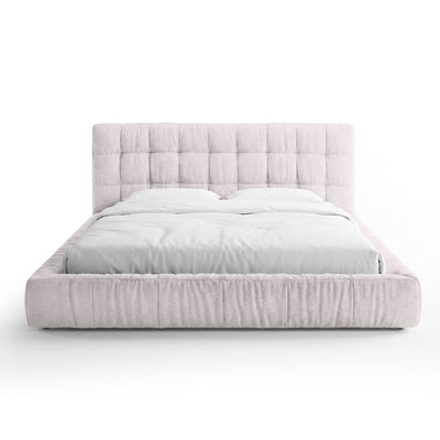 Quilted upholstered bed with a low frame in a modern style | Talaro