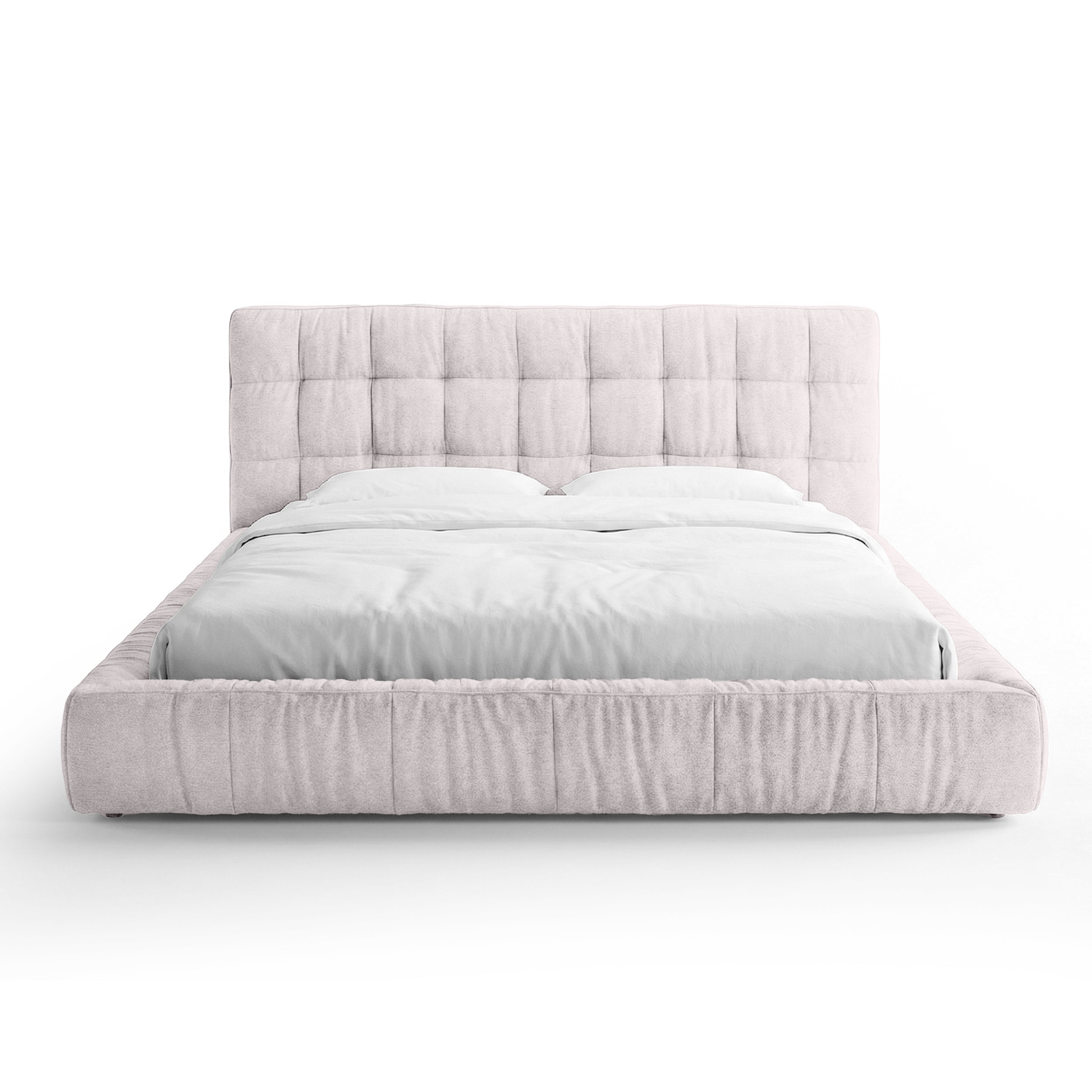 Quilted upholstered bed with a low frame in a modern style | Talaro