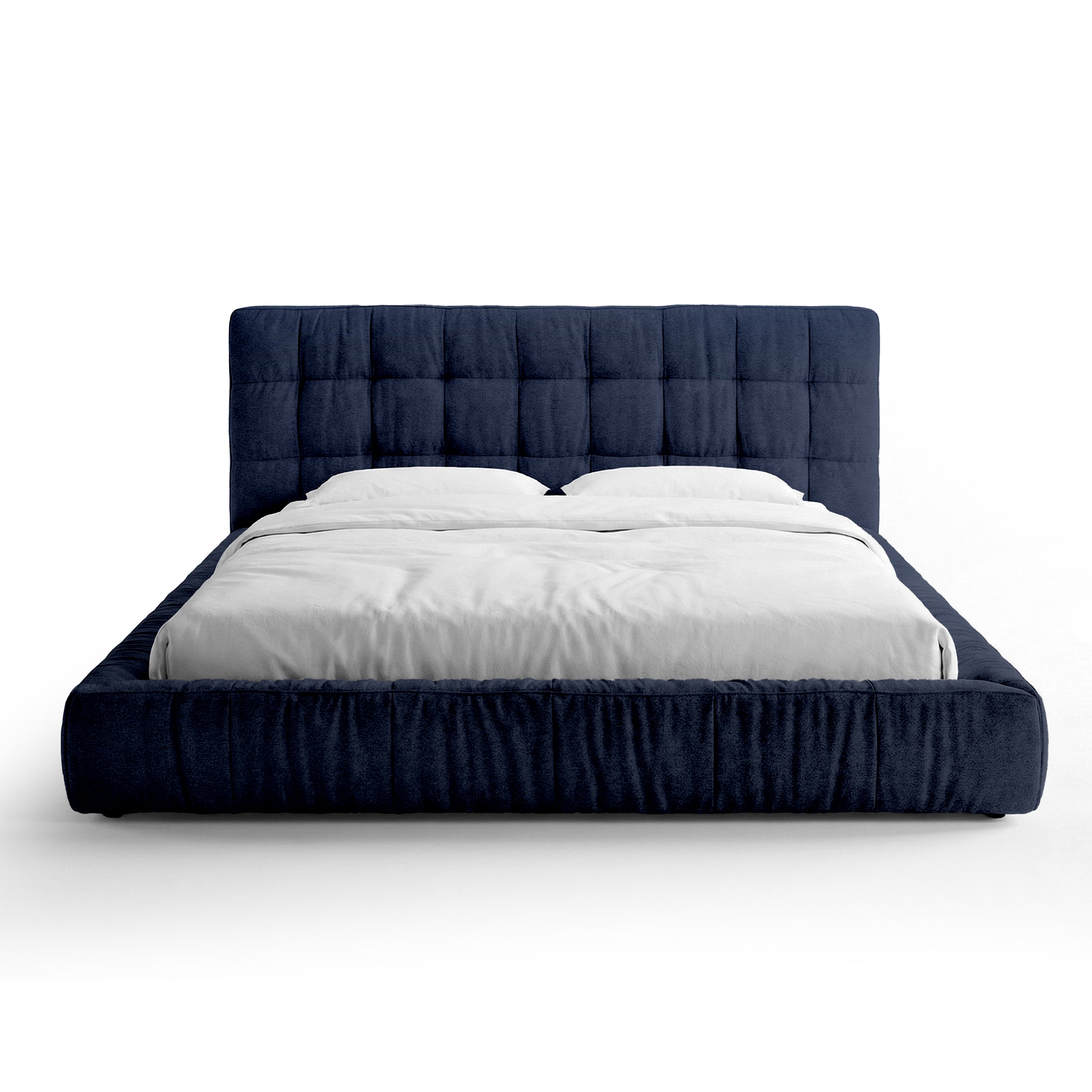 Quilted upholstered bed with a low frame in a modern style | Talaro