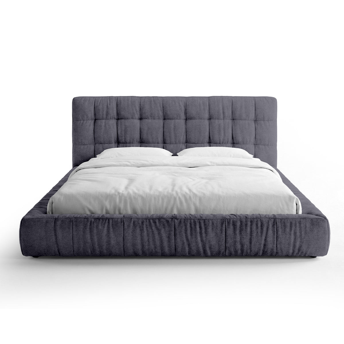 Quilted upholstered bed with a low frame in a modern style | Talaro