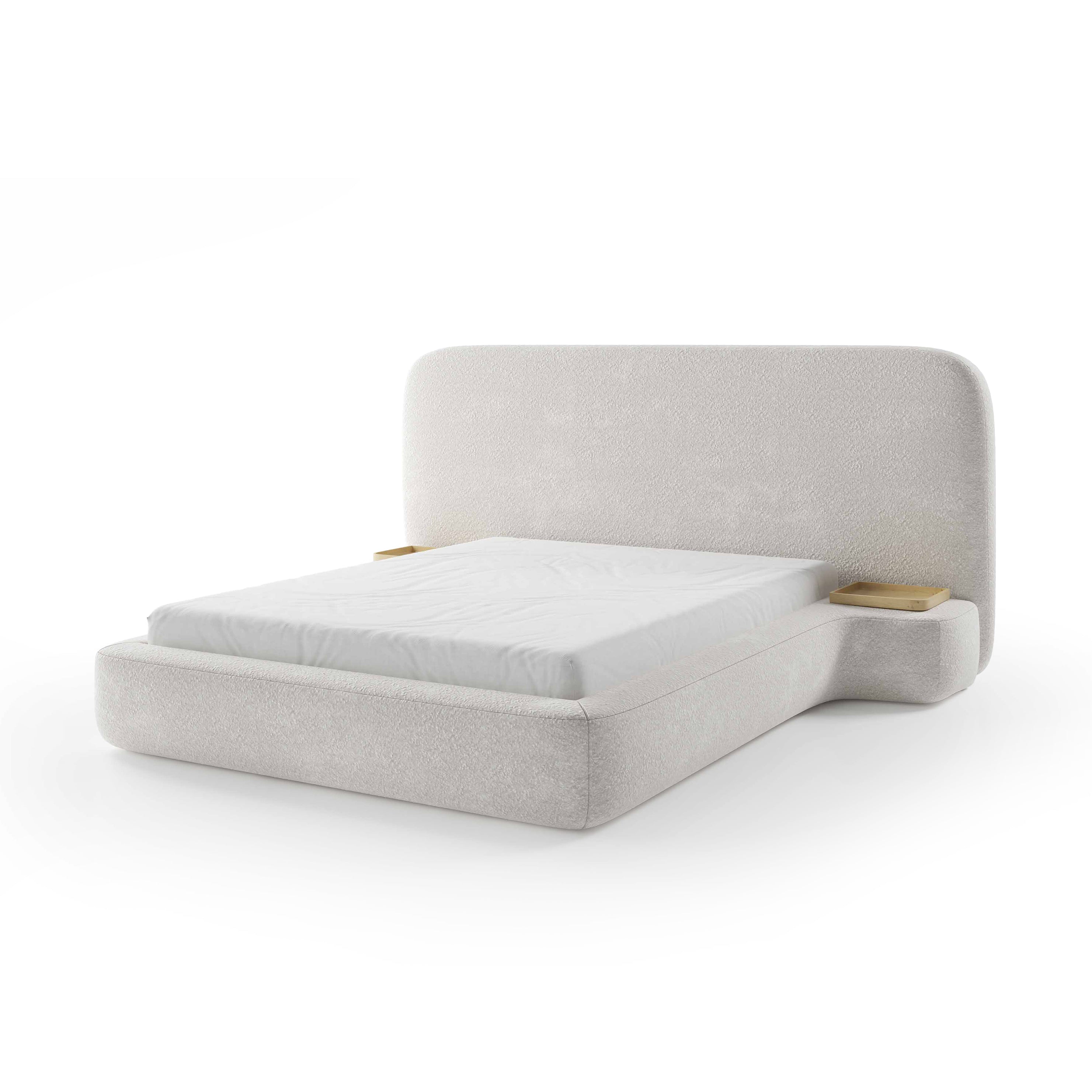 Łóżko tapicerowane w stylu japandi | Genz 200 Porcelanowa Biel (ARAGON 01)