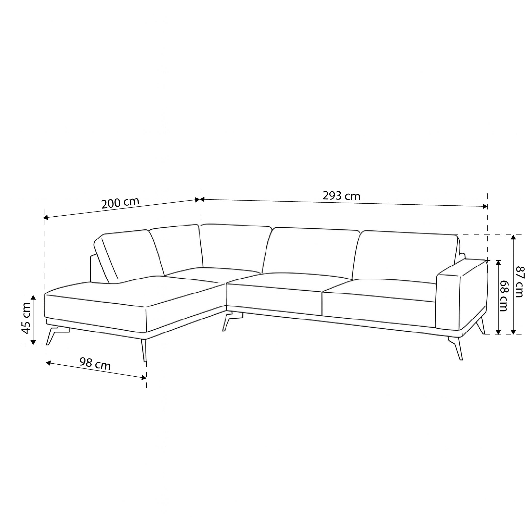 Premium corner sofa 293 cm in modern style | Rosalia