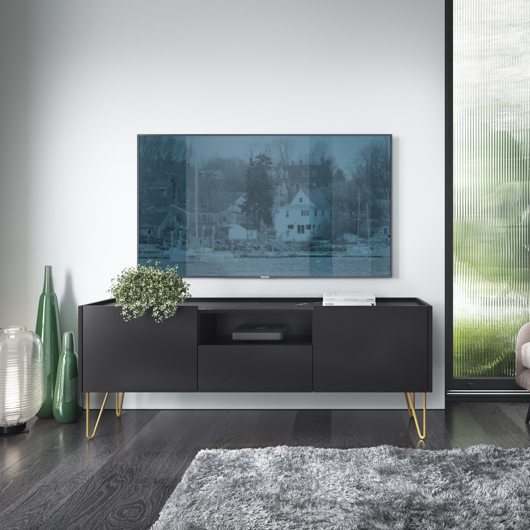 Szafka RTV 144x55 w stylu glamour | Ballada