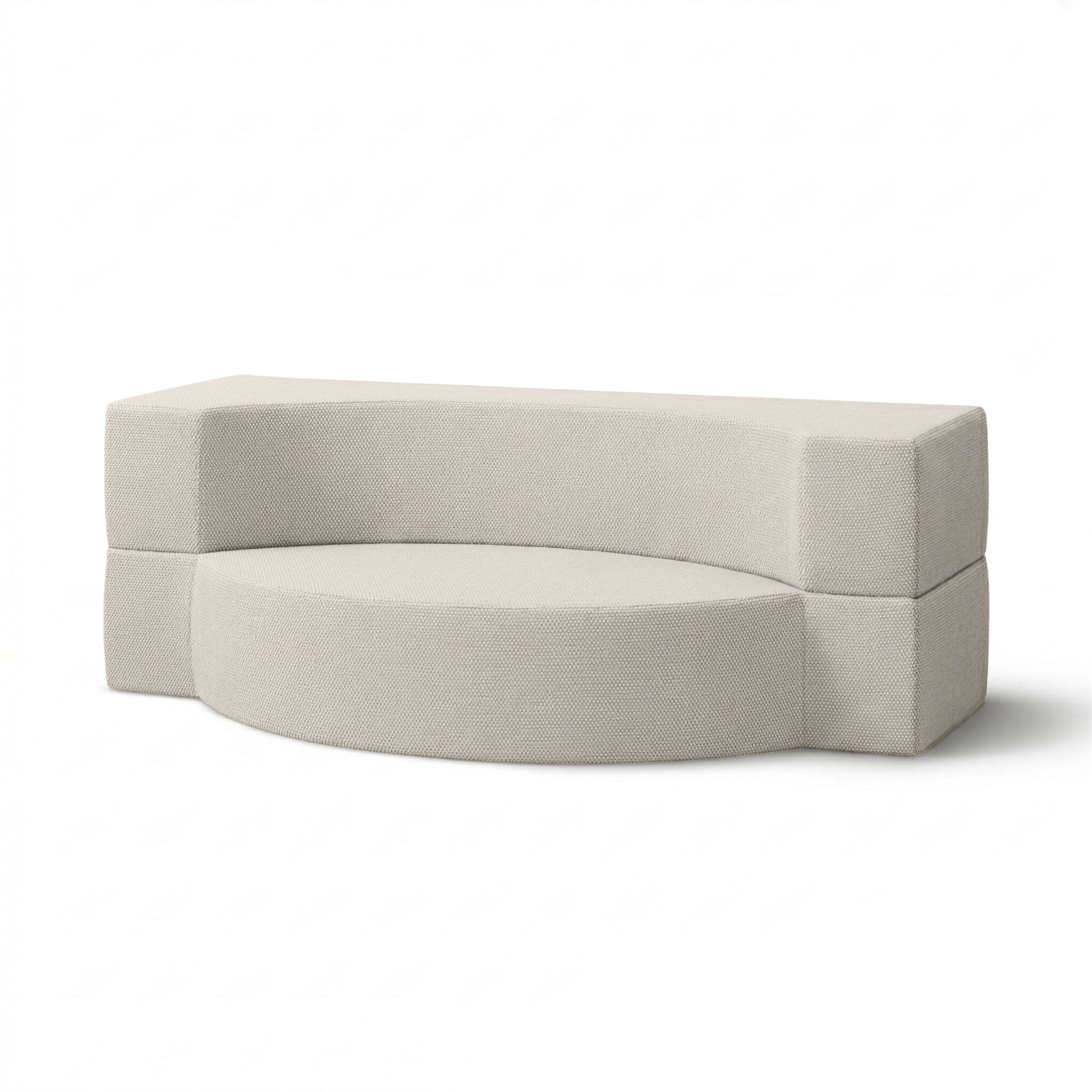 Sofa ogrodowa piankowa 200x100x70 cm w stylu japandi, tkanina outdoorowa Harris | Lunaria Lniana Biel (HARRIS 7521)