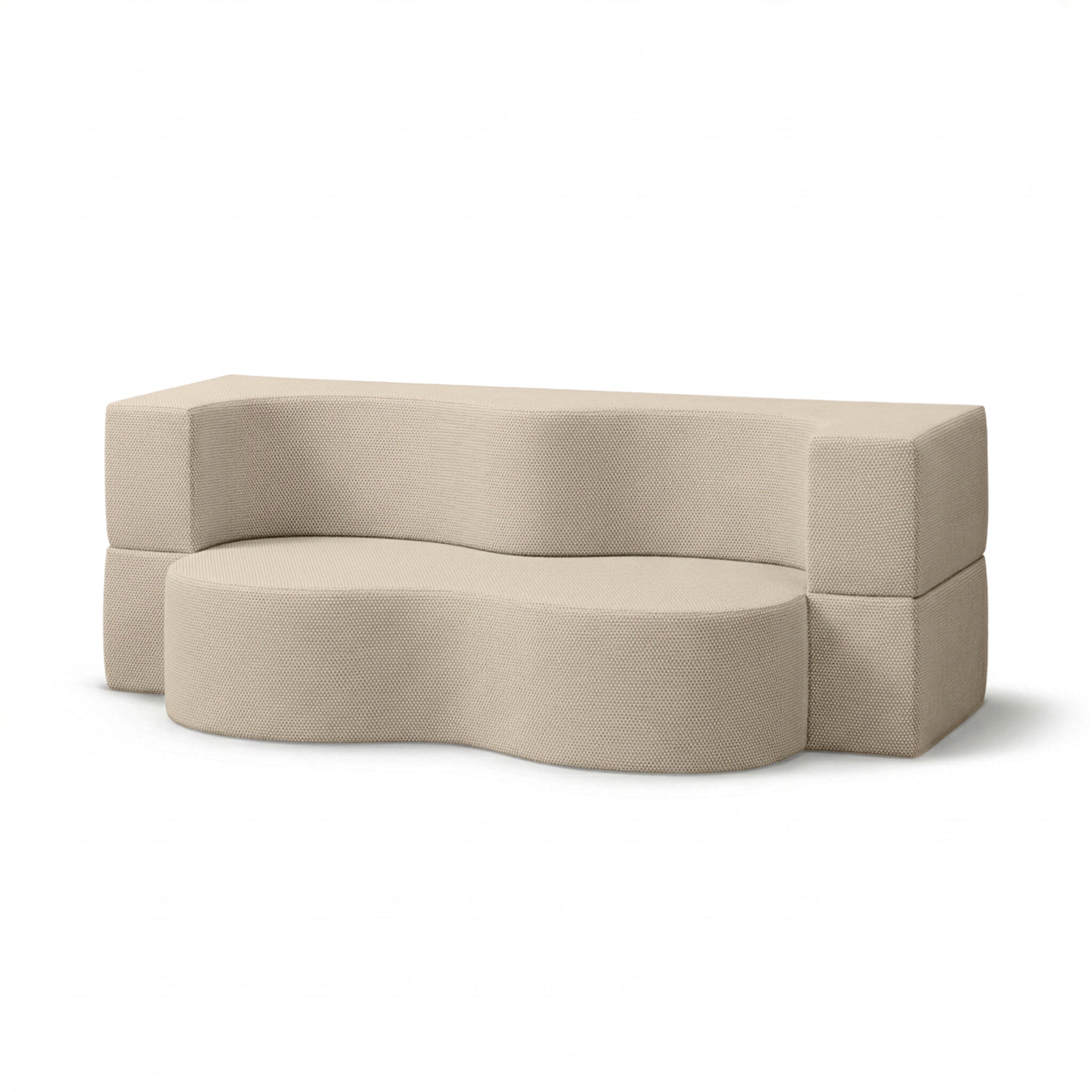 Sofa ogrodowa piankowa 200x100x70 cm w stylu japandi - tkanina outdoorowa Harris, półokrągła forma | Lunaria