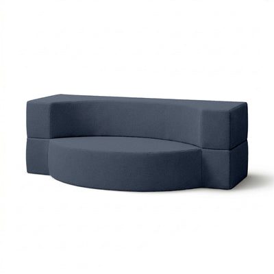 Sofa ogrodowa piankowa 200x100x70 cm w stylu japandi, tkanina outdoorowa Harris | Lunaria Nocny Denim (HARRIS 7526)