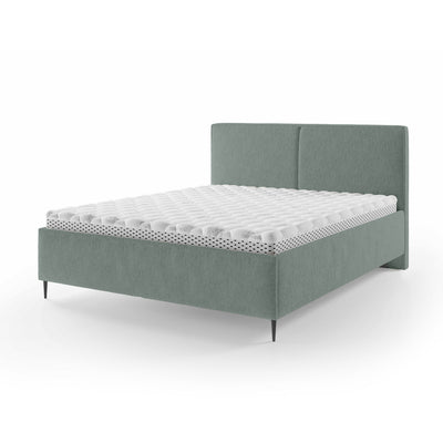 Łóżko tapicerowane z pojemnikiem w stylu minimalistycznym | Hatti 160 200 Mgła Oceanu (PERFECT HARMONY 72)