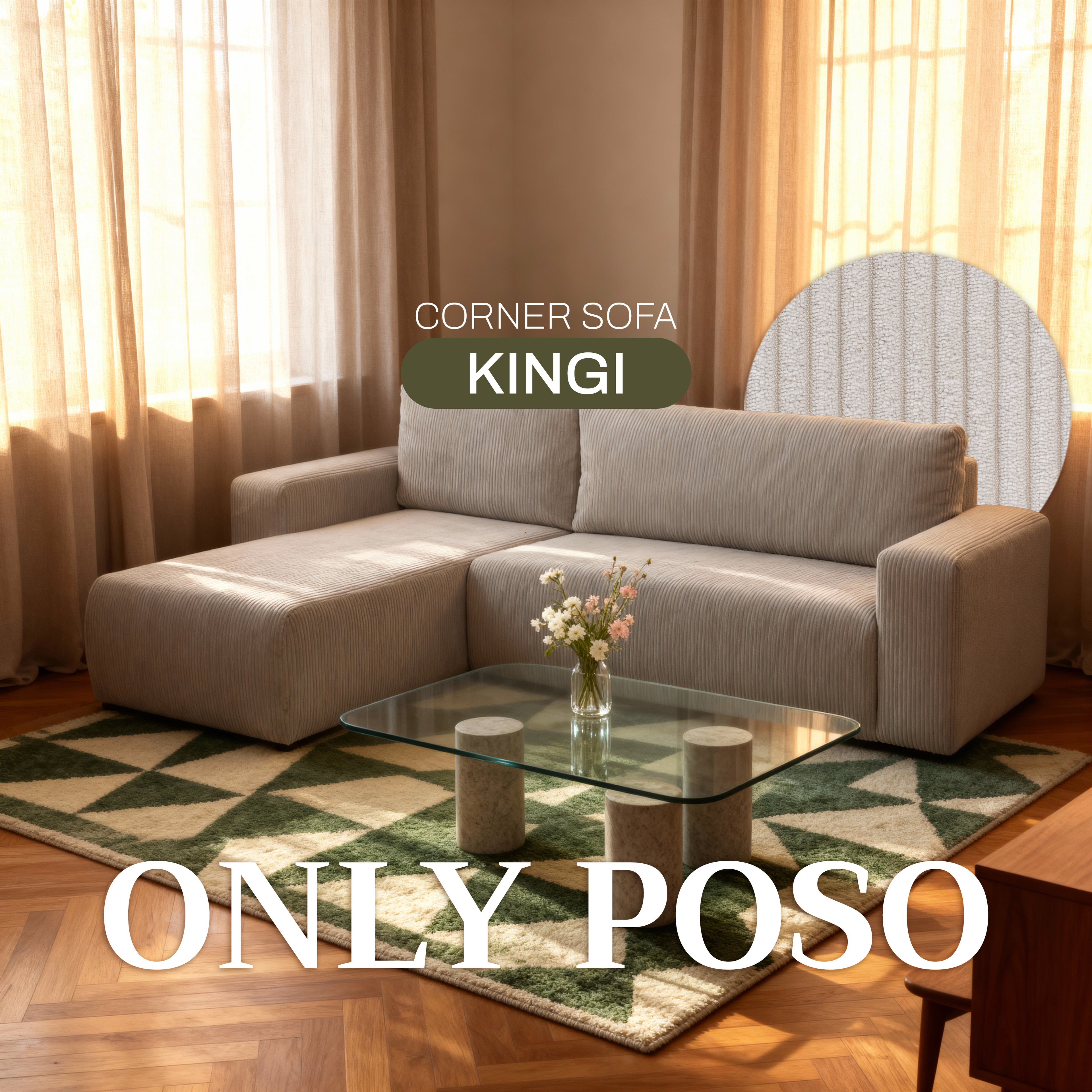 Próbnik tkanin Sztruks Szary Bambus