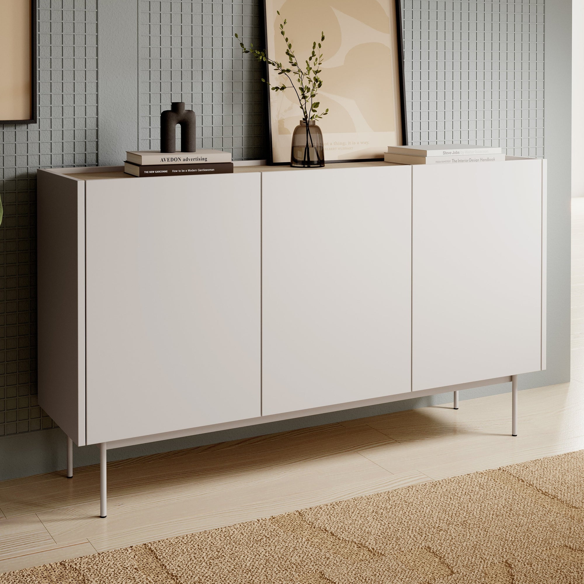 Komoda 144x83 w stylu nowoczesnym - bezuchwytowe fronty, cichy domyk, metalowe nogi | Bema