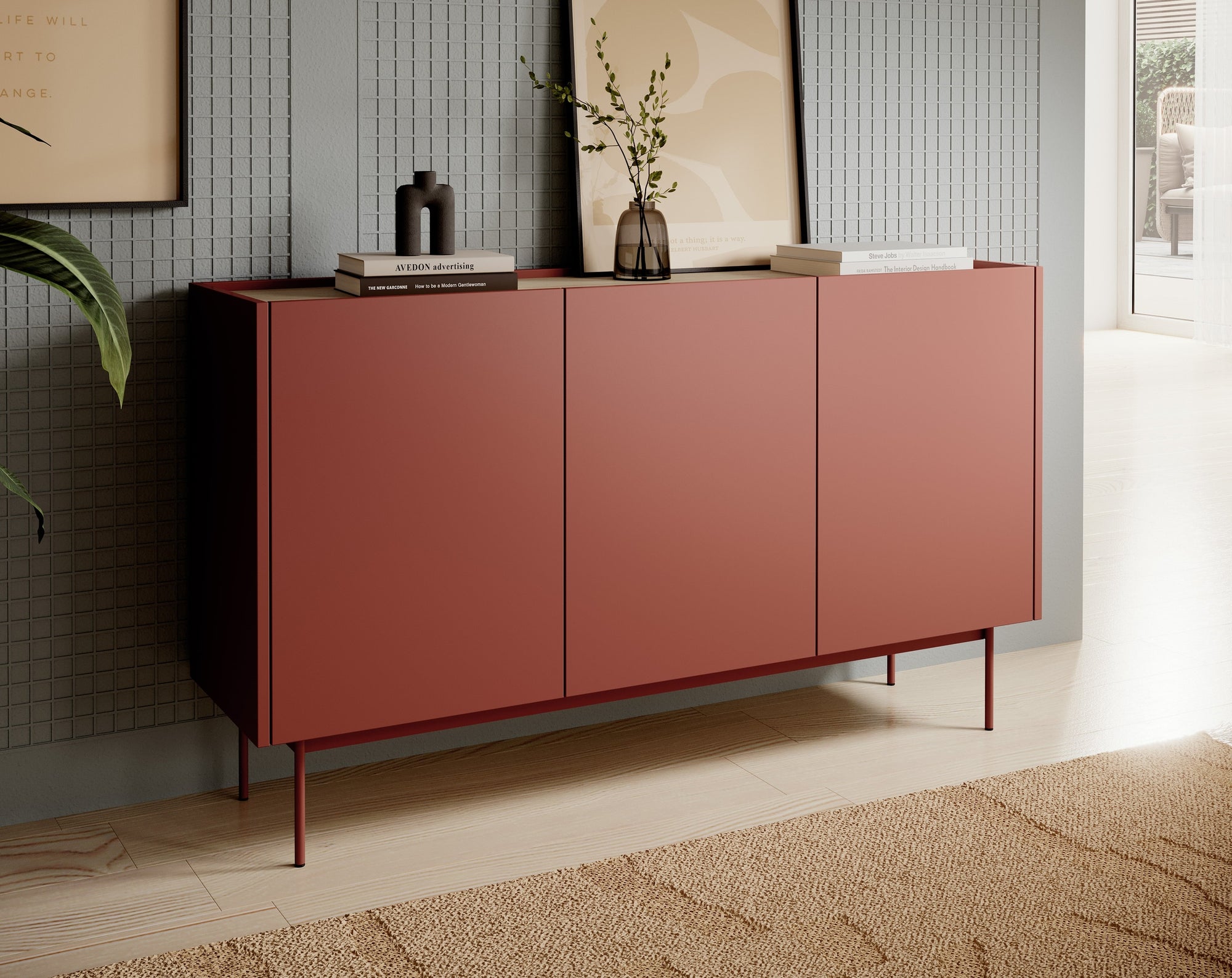 Komoda 144x83 w stylu nowoczesnym - bezuchwytowe fronty, cichy domyk, metalowe nogi | Bema