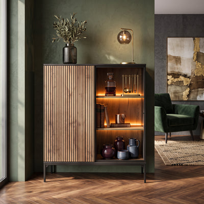 Komoda z drzwiami i szufladą 104x126 w stylu loft | Lampy
