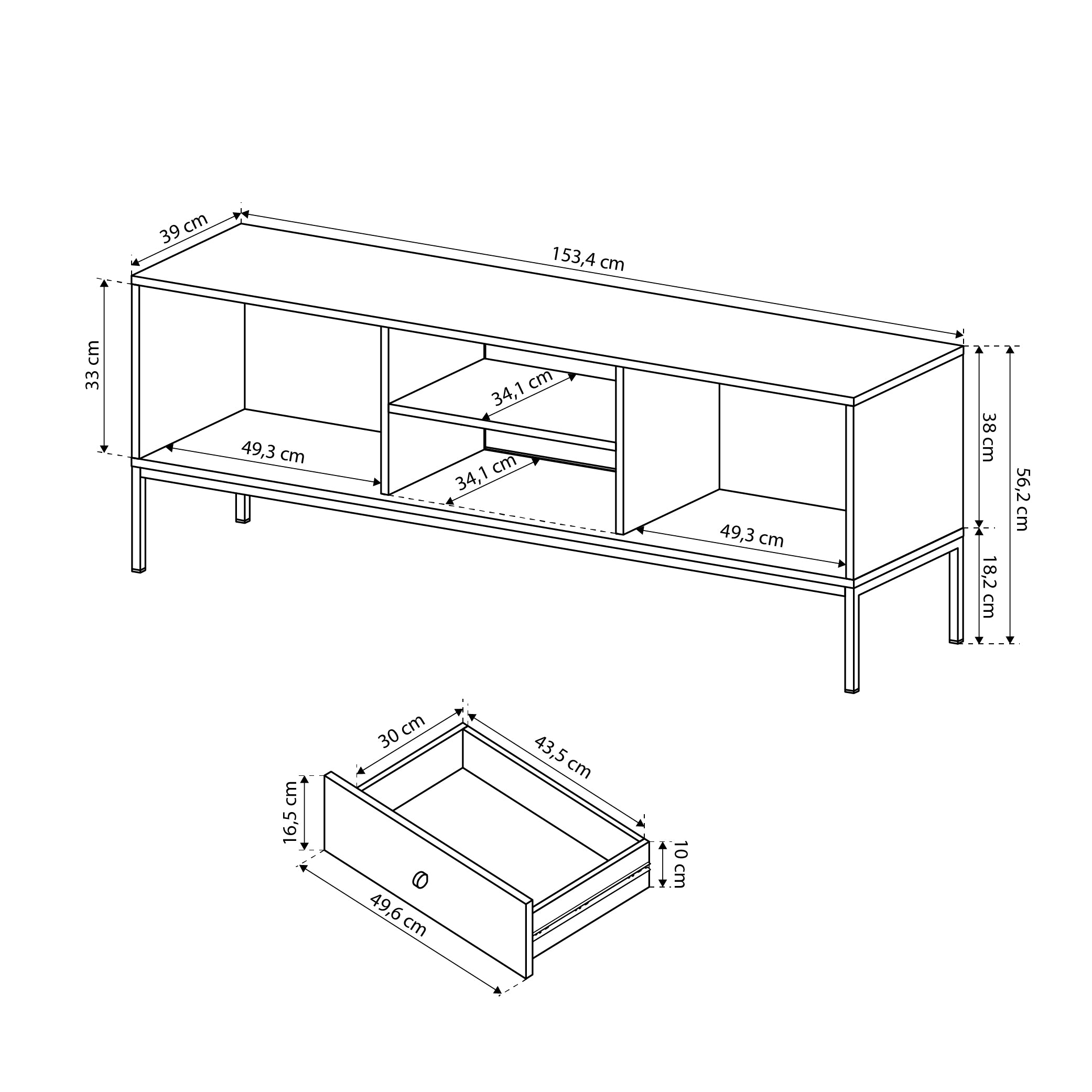 TV cabinet 154x57 in vintage style  | Kviat
