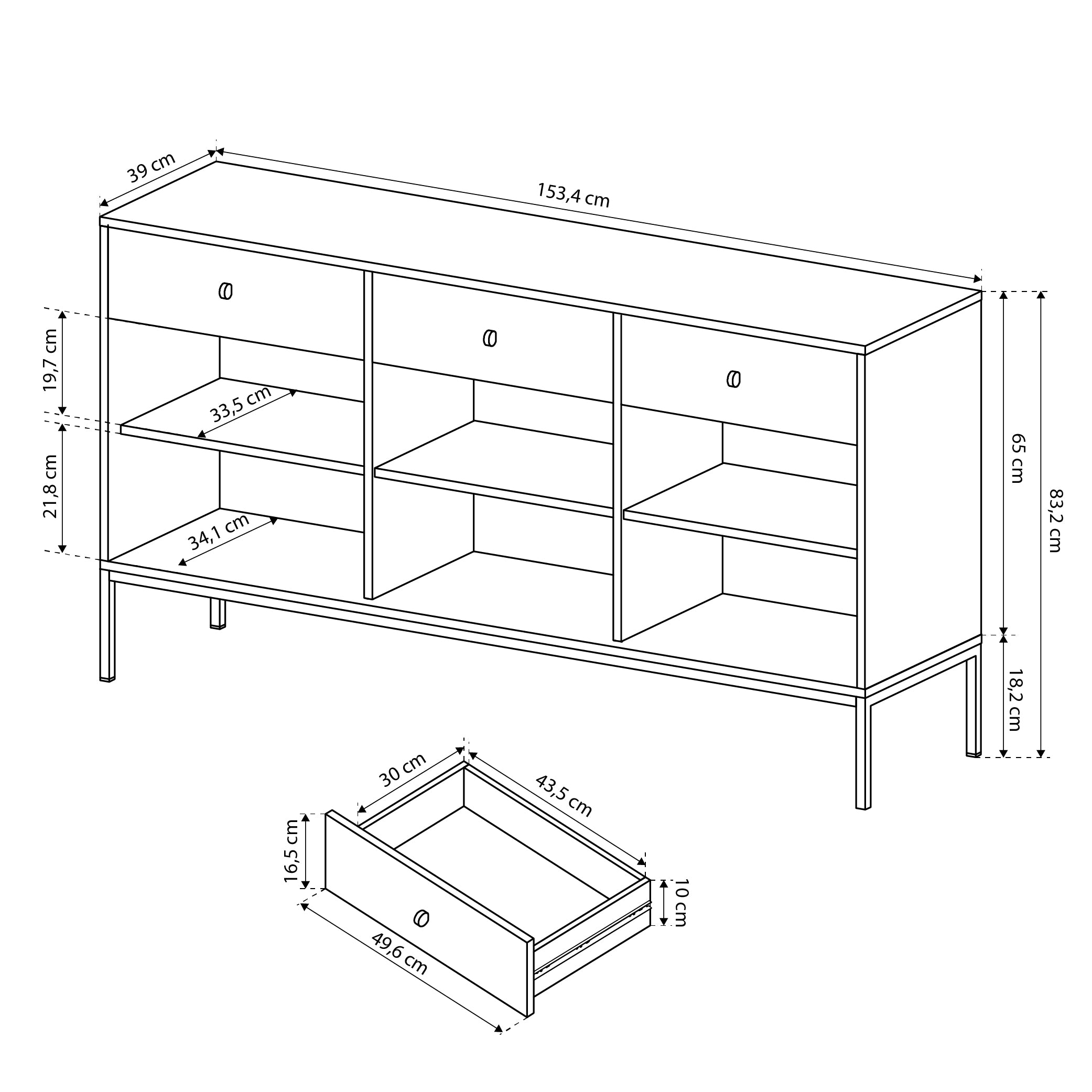 Komoda 154x84 w stylu vintage | Kviat