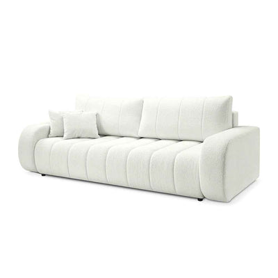 Sofa 3-osobowa z funkcją spania 144x200 w stylu skandynawskim | BALOA Kość Słoniowa (LAMBI 01)