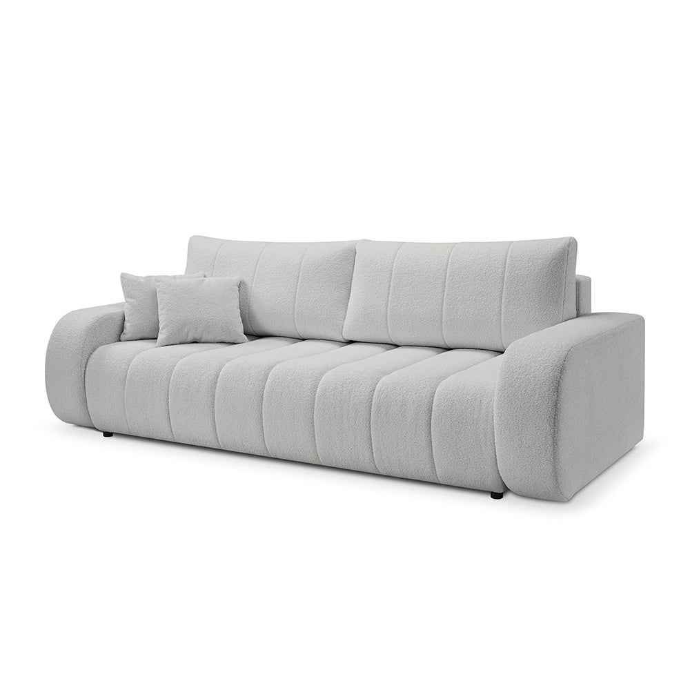 Sofa 3-osobowa z funkcją spania 144x200 w stylu skandynawskim | BALOA Mglisty Kamień (LAMBI 09)