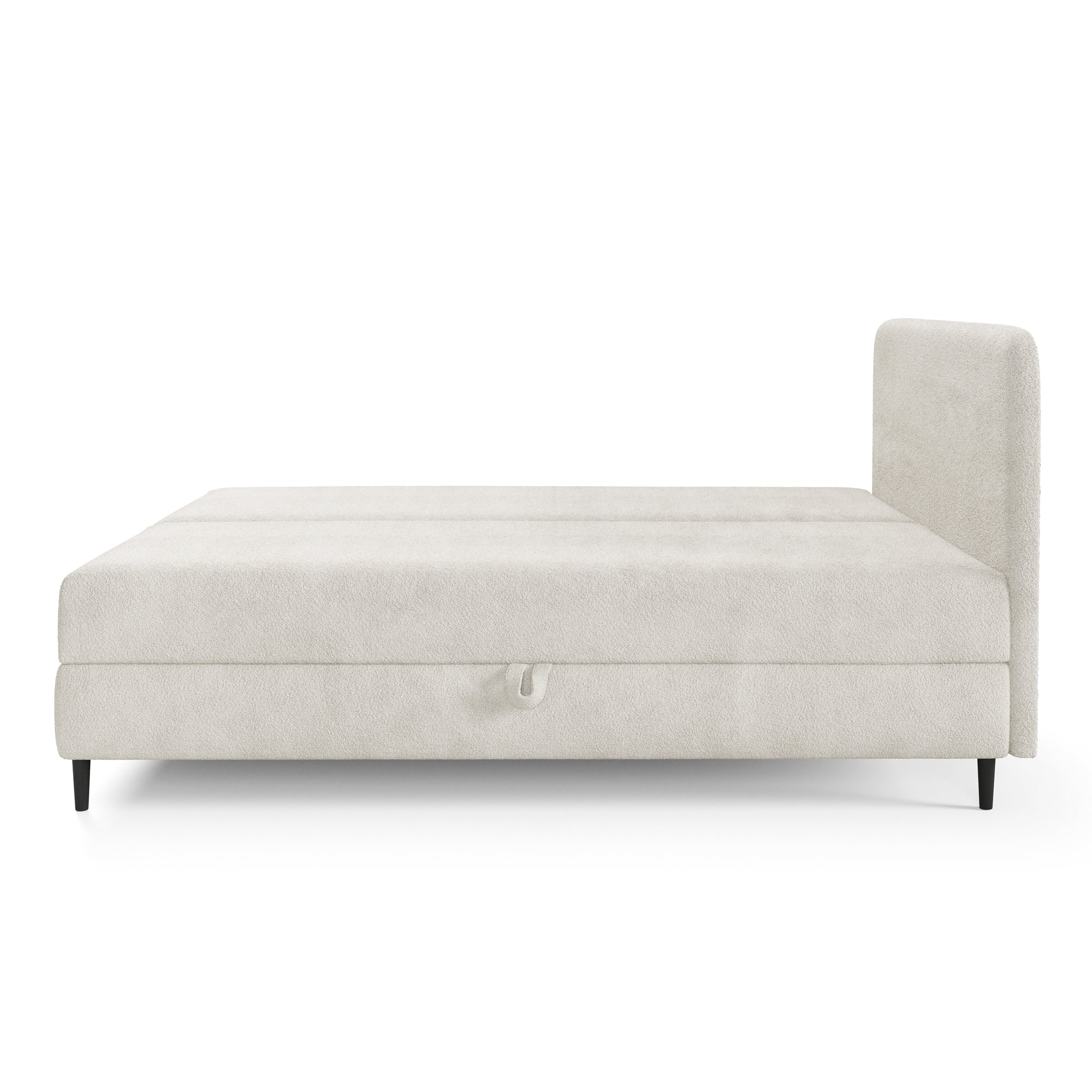 Łóżko kontynentalne z pojemnikiem w stylu nowoczesnym – tkanina Lambi, wysokie nóżki | Anemon