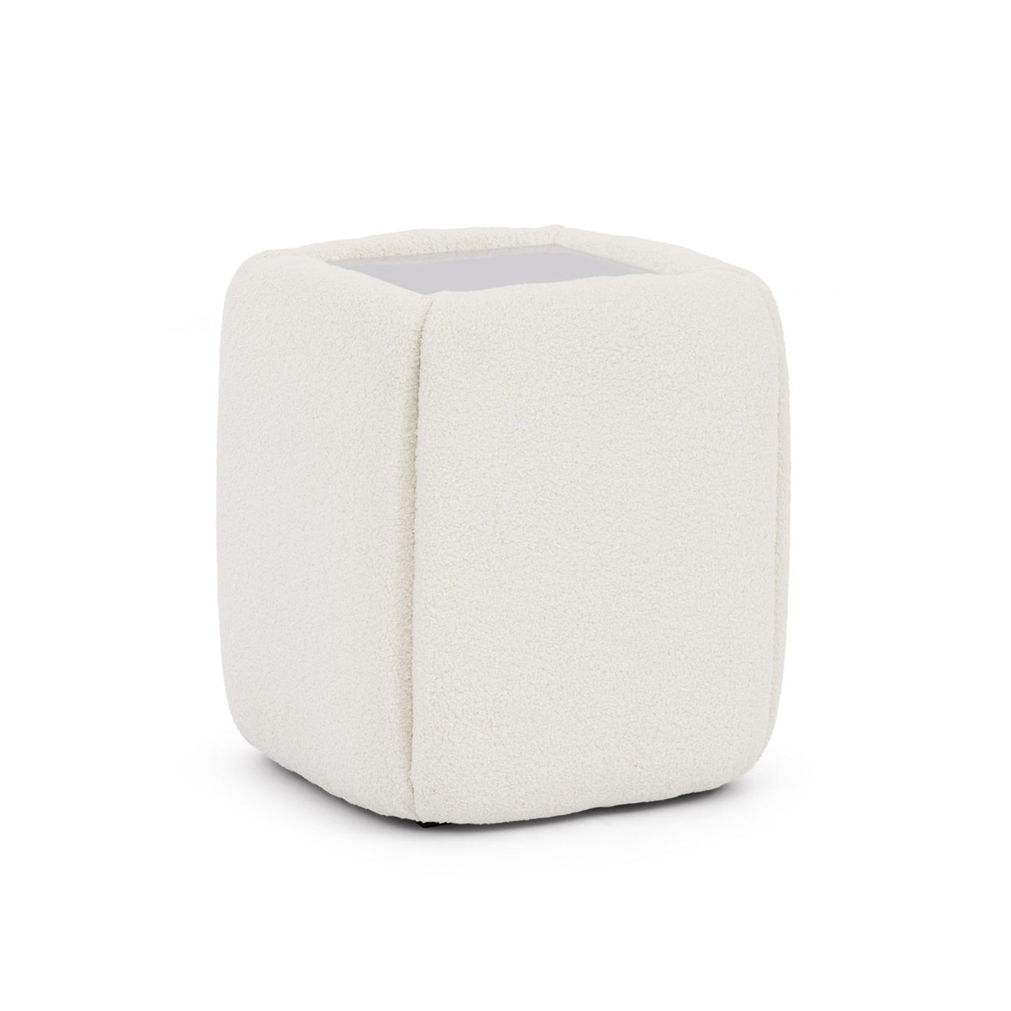 Stolik nocny 50x55 bez szuflad w stylu minimalistycznym - tapicerowany, szklany blat | Neria