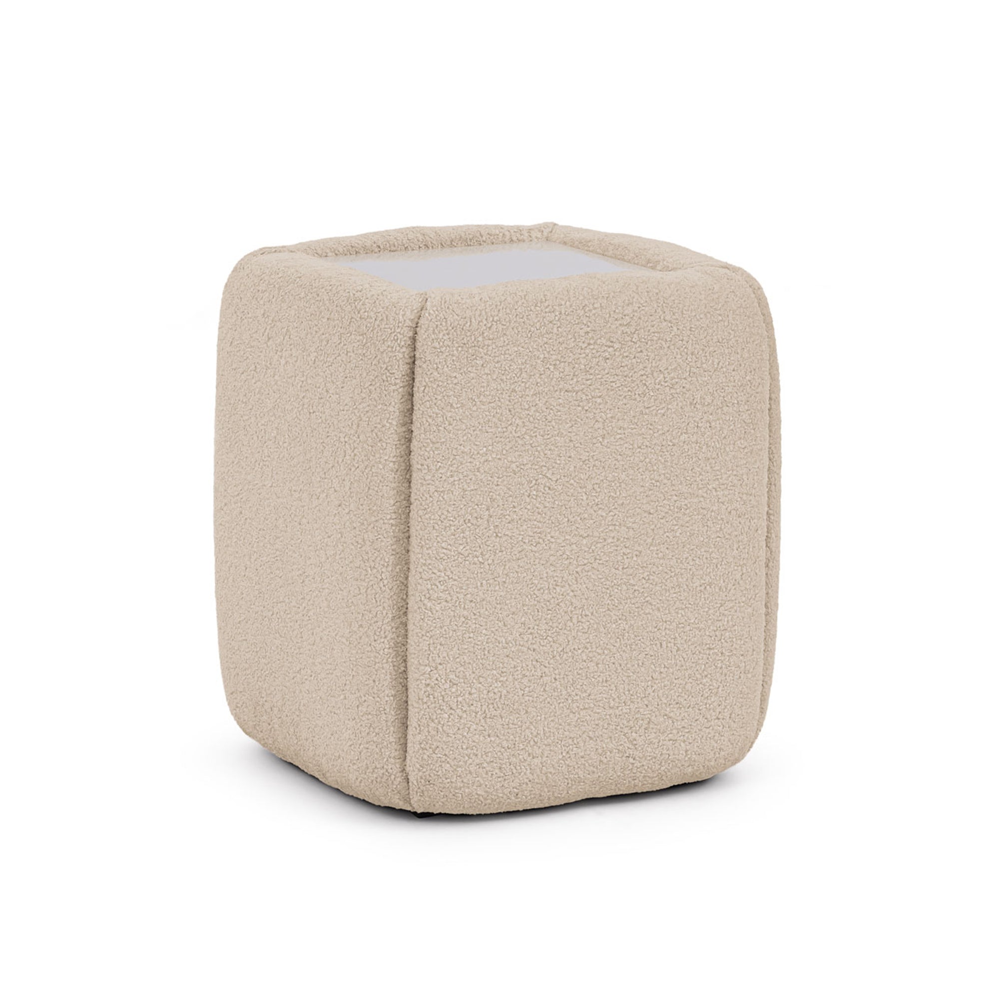 Stolik nocny 50x55 bez szuflad w stylu minimalistycznym - tapicerowany, szklany blat | Neria Aksamitny Beż (LAMBI 06)