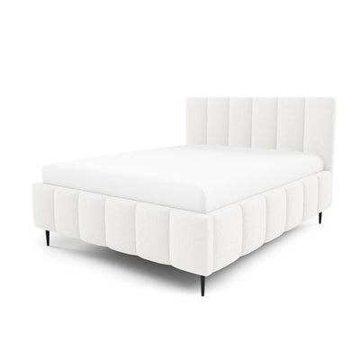 Łóżko tapicerowane pikowane z pojemnikiem w różnych rozmiarach w stylu eleganckim, tkanina Lambi | Nerom Tak Poranna Mgiełka (LAMBI 07)