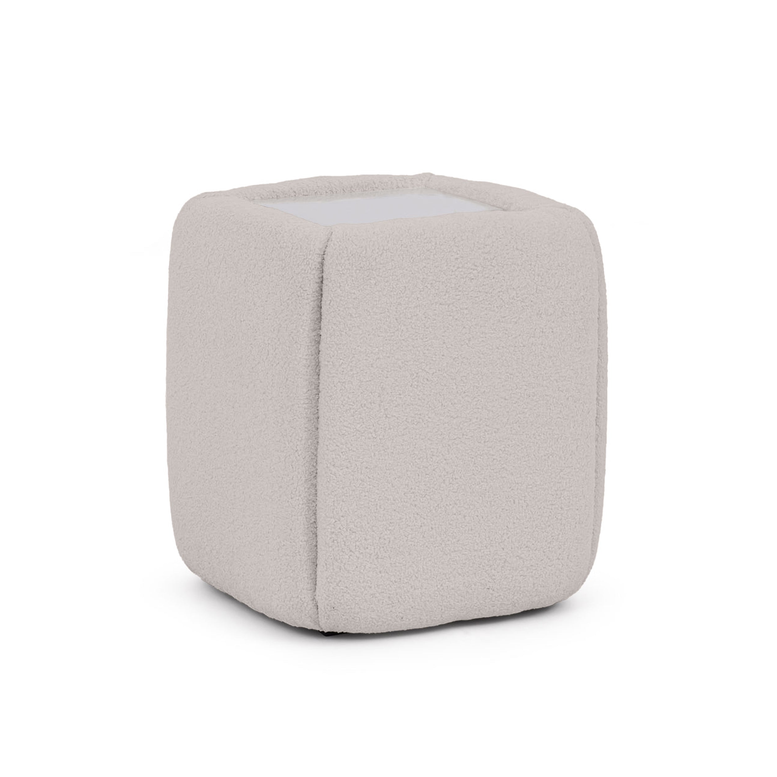 Stolik nocny 50x55 bez szuflad w stylu minimalistycznym - tapicerowany, szklany blat | Neria Mglisty Kamień (LAMBI 09)