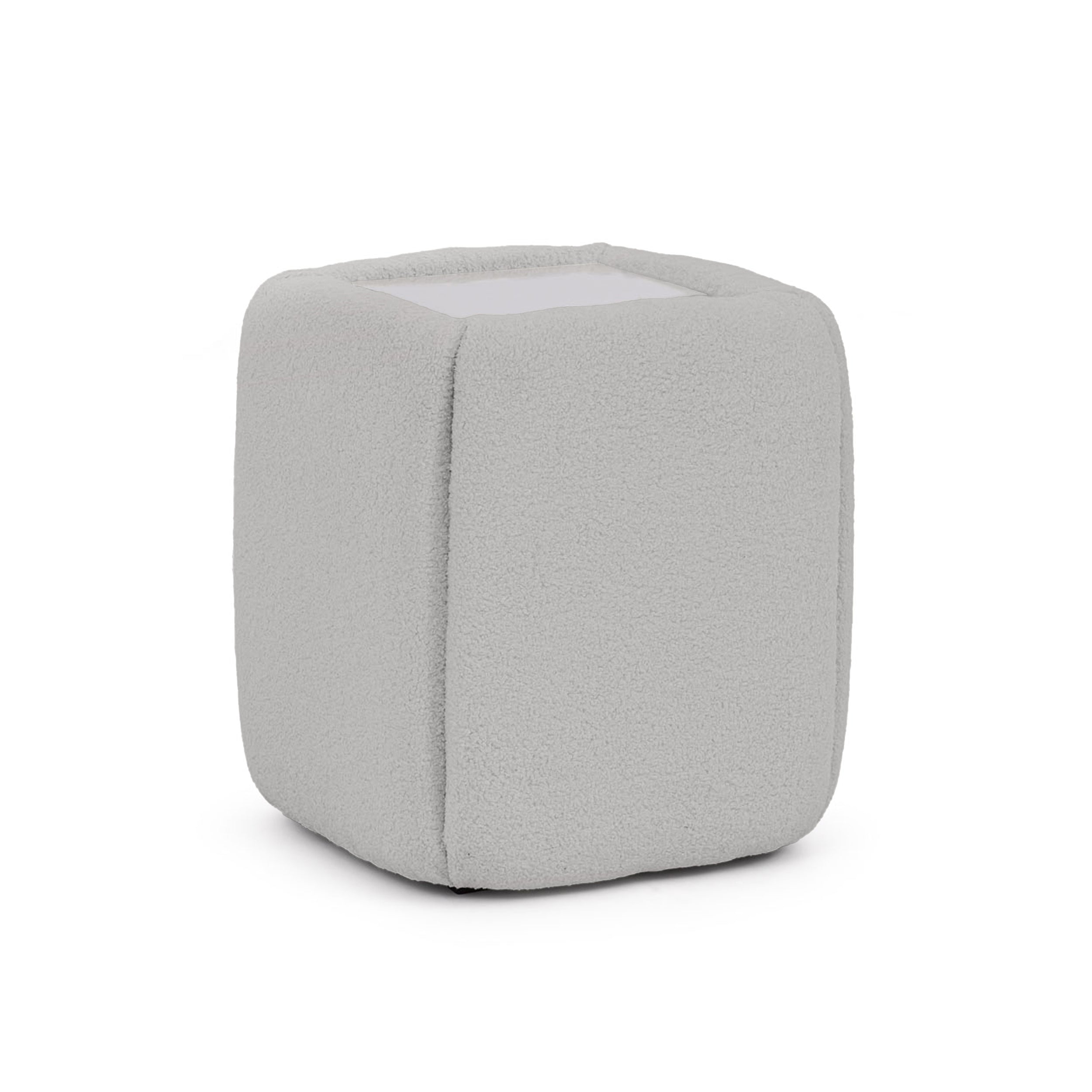 Stolik nocny 50x55 bez szuflad w stylu minimalistycznym - tapicerowany, szklany blat | Neria Popielista Poświata (LAMBI 11)