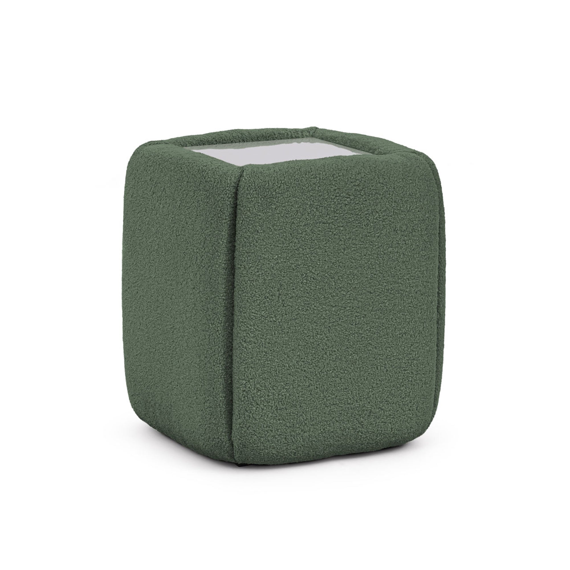 Stolik nocny 50x55 bez szuflad w stylu minimalistycznym - tapicerowany, szklany blat | Neria Leśna Oliwka (LAMBI 15)