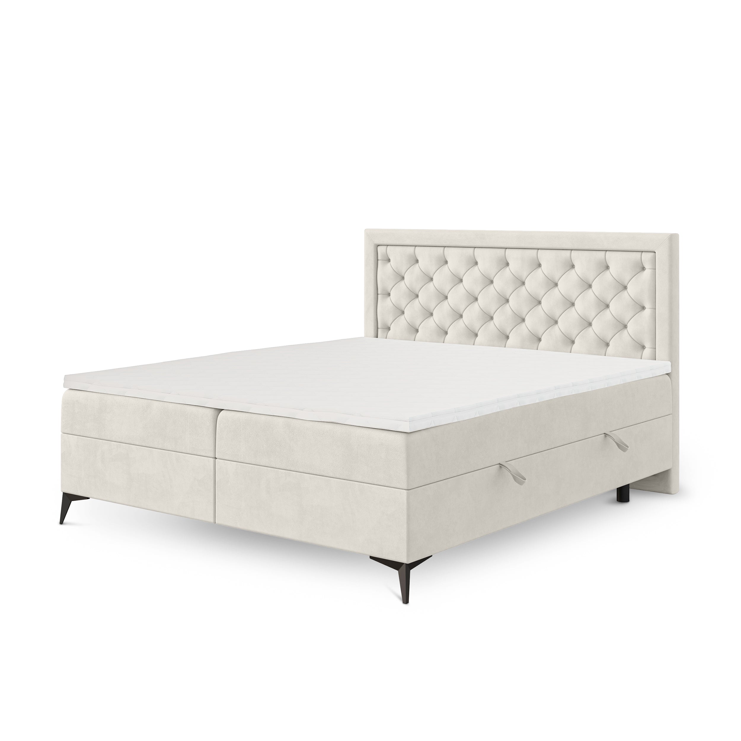 Quilted continental bed with two storage compartments in a glamour style | Rosselia