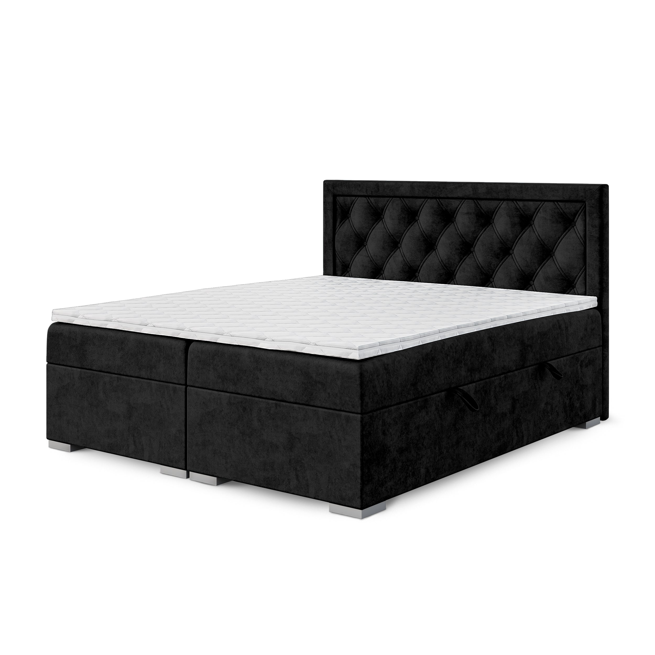 Diamond-tufted continental bed with two storage compartments in a glamour style | Santia