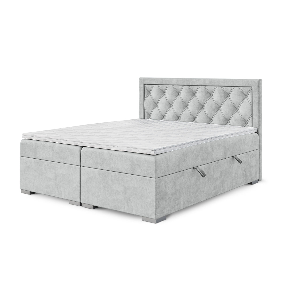 Diamond-tufted continental bed with two storage compartments in a glamour style | Santia