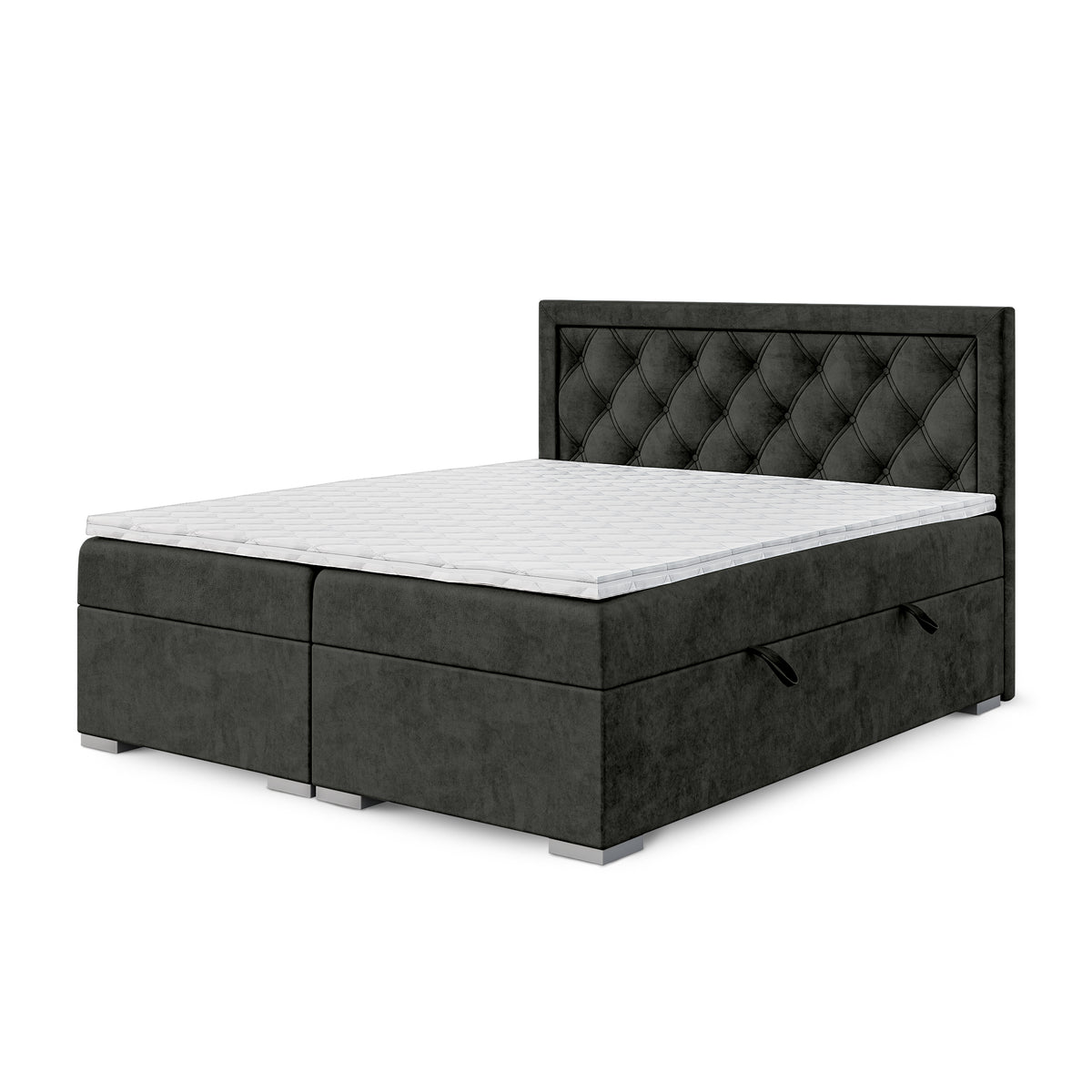 Diamond-tufted continental bed with two storage compartments in a glamour style | Santia
