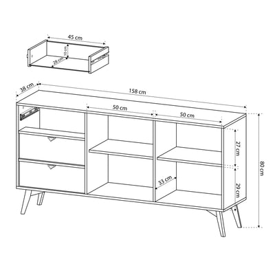 Sideboard 158x80 with drawers and cabinets in Japandi style | Mandala