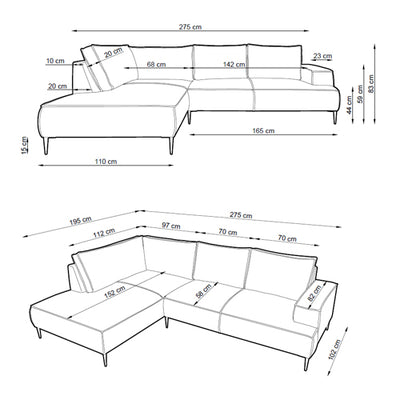 4-seater corner sofa 275 cm | May