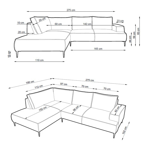 4-seater corner sofa 275 cm | May