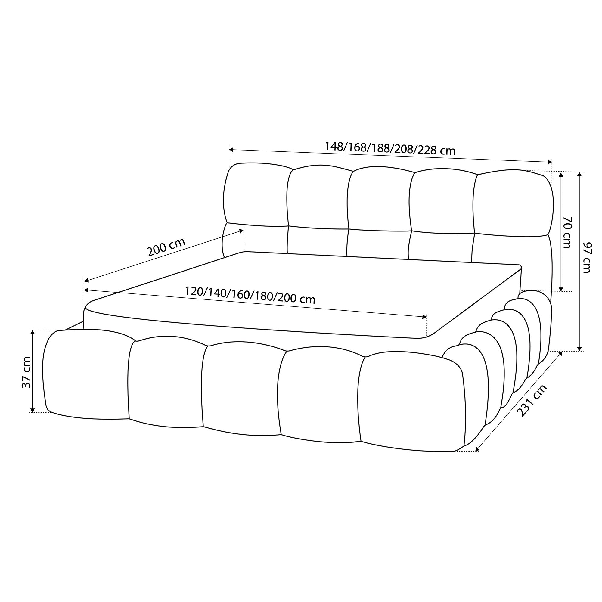 Upholstered bed with storage in minimalist style | Mevy