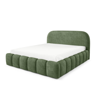 Upholstered bed with storage in a modern soft style, Monte fabric | Tegell