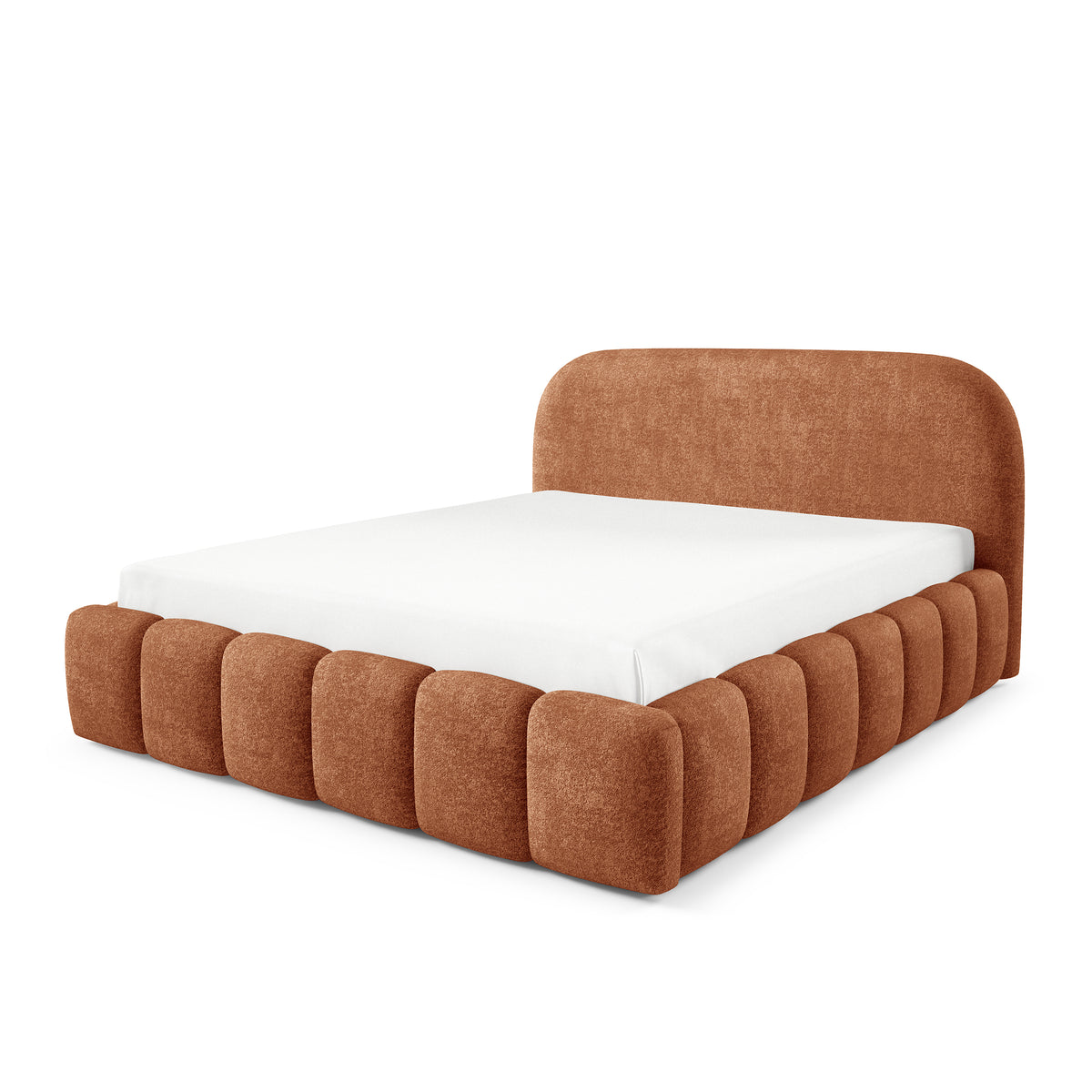 Upholstered bed with storage in a modern soft style, Monte fabric | Tegell